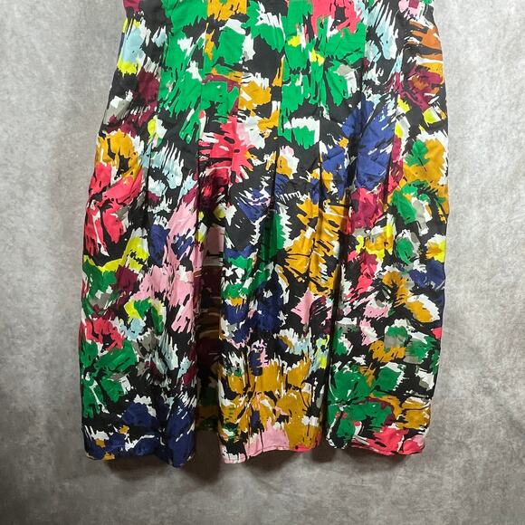 J. Crew Silk Dress Womens 12 Multicolor Watercolor Brushstroke Print Midi Artsy - Picture 4 of 10